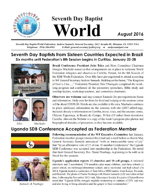 Cover of SDB World - August 2016