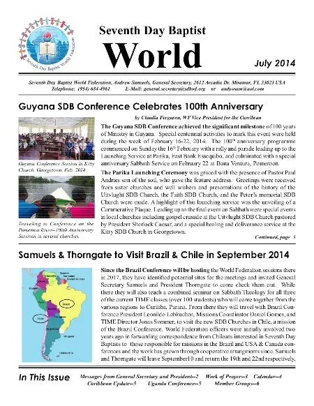 Cover of SDB World – July, 2014